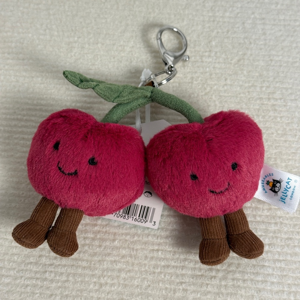 BNWT RARE Jellycat Amuseables Cherries Bag Charm Keychain Gift